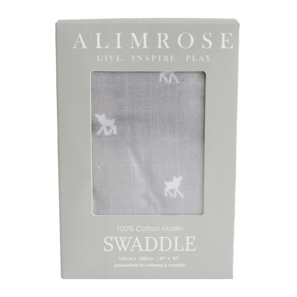 Alimrose Muslin Swaddle Deer on Grey