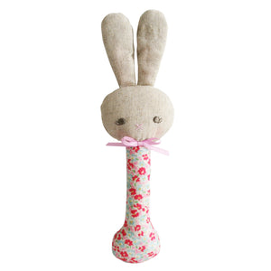 Alimrose Rosie Bunny Stick Rattle in Sweet Floral