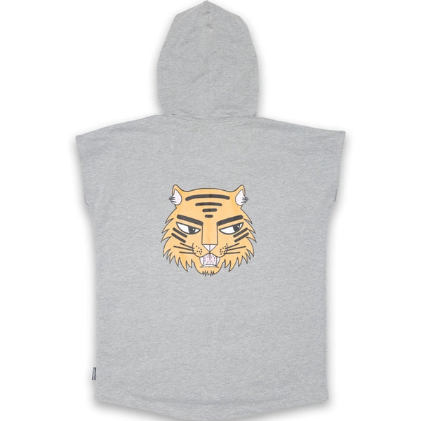 Band of Boys Sleeveless Hood Cat Badges in Marle Grey Back View