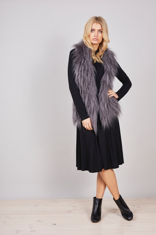 Brave & True Knit Fur Vest in Charcoal