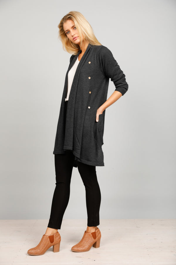 Brave & True Timberland Cardi in Charcoal