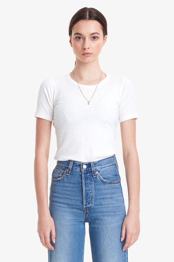 Commoners - Womens Base Ribbed SS Tee - White