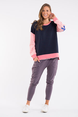 Elm - Sophie Stripe Crew - Blue | milk + ginger