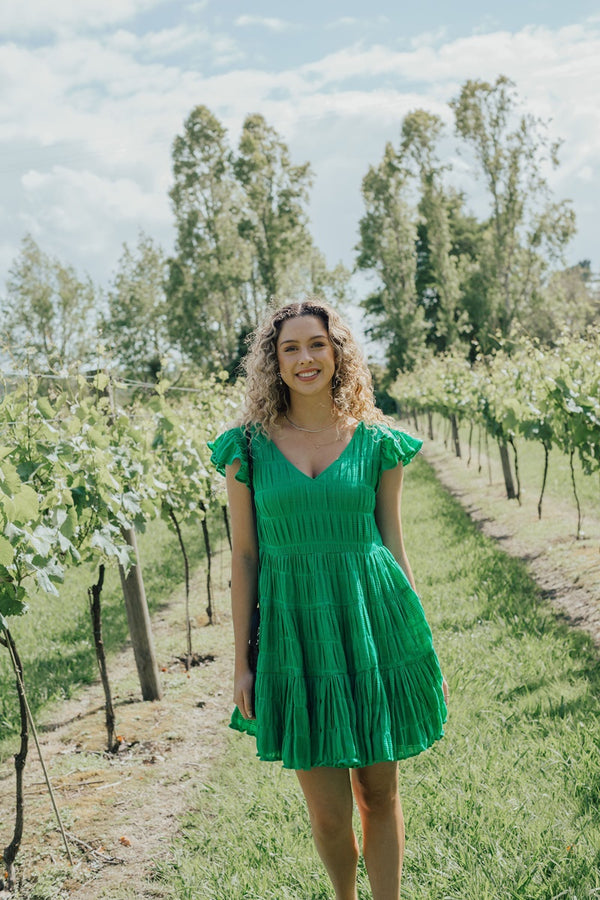 Ivy + Jack - Molly Emerald Flutter Dress