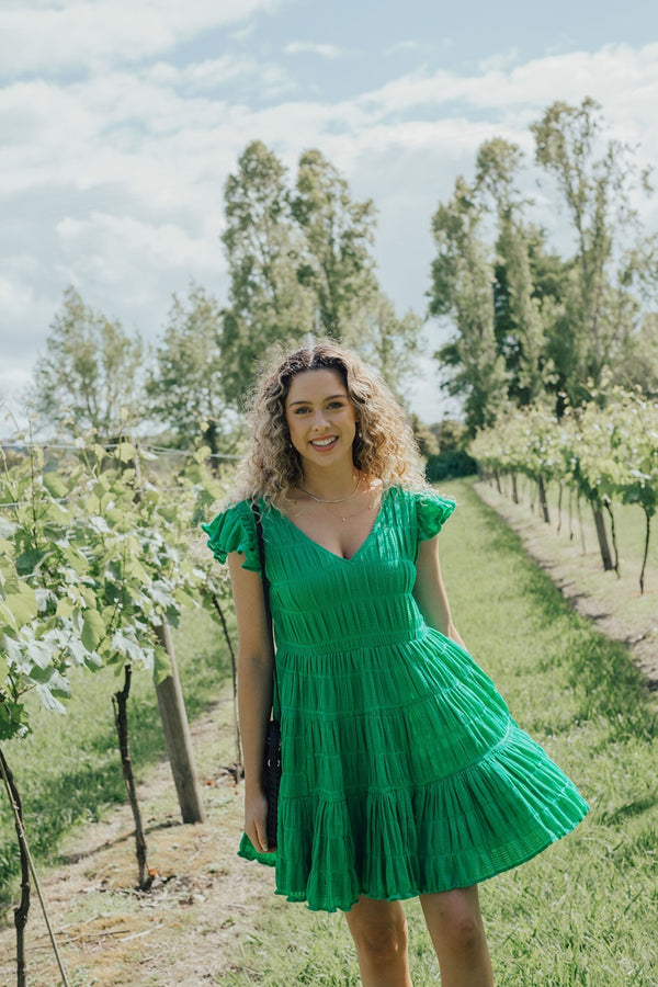 Ivy + Jack - Molly Emerald Flutter Dress