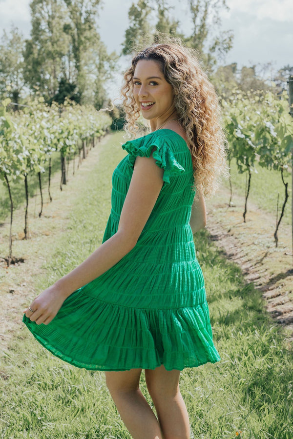 Ivy + Jack - Molly Emerald Flutter Dress