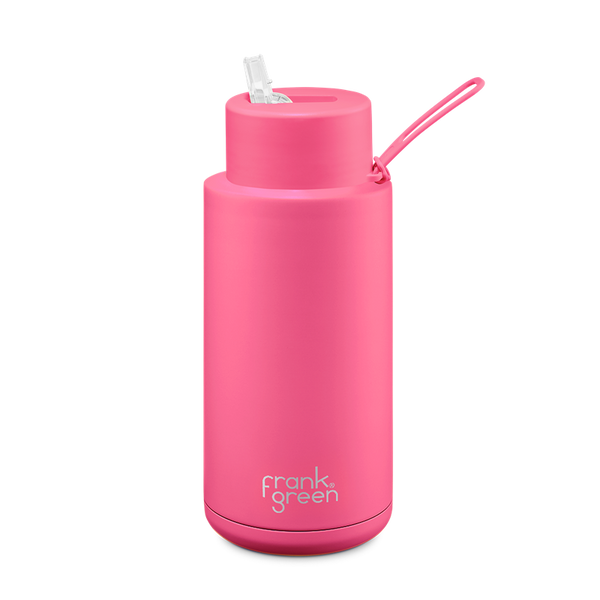 frank green - 34oz Reusable Bottle (straw) - Neon Pink