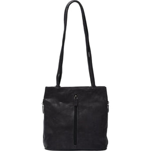 Gabee Ellie Leather 2 in 1 Convertible Shoulder Bag / Backpack in Black