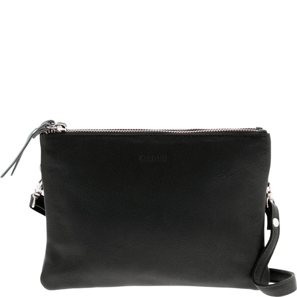Gabee Fulton Soft Leather Double Pouch Crossbody in Black