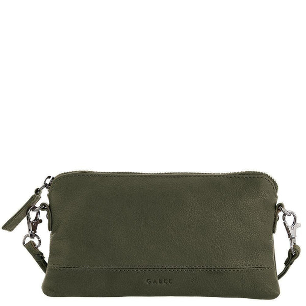 Gabee Kara Leather Purse With Strap in Olive