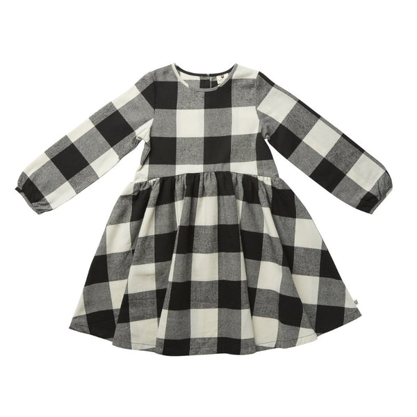 Hoot Kid Checked Out Dress in Black Check
