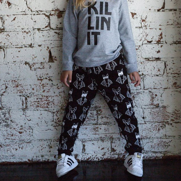 Hoot Kid - Line Up Bats Weekend Pant - Black | milk + ginger