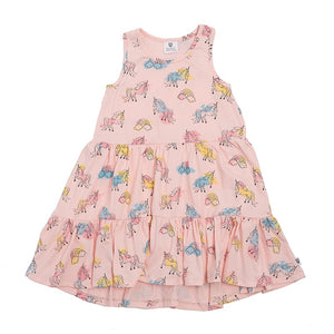 Hoot Kid - Pretty Girl Dress - Ballet Pink Unicorn | milk + ginger