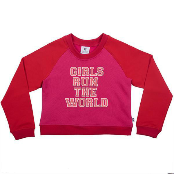 Hoot Kid Girls Run The World Sweat in Red