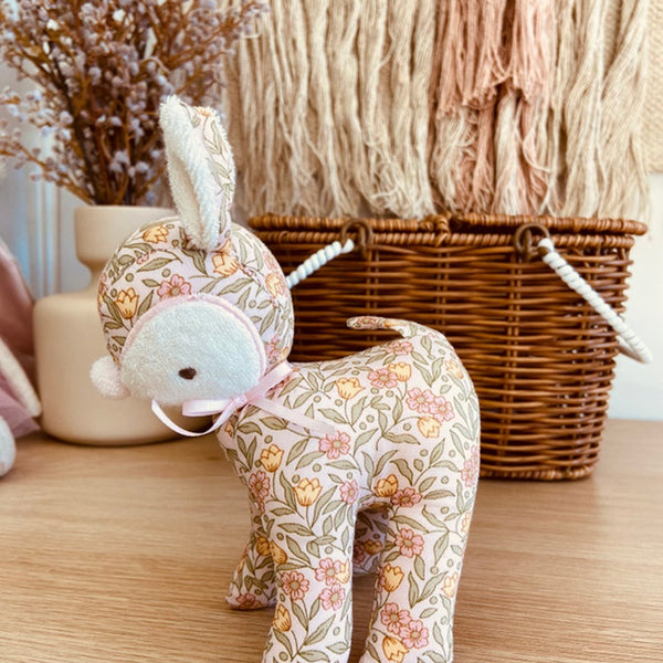 Alimrose - Baby Deer Rattle 16cm - Blossom Lily Pink