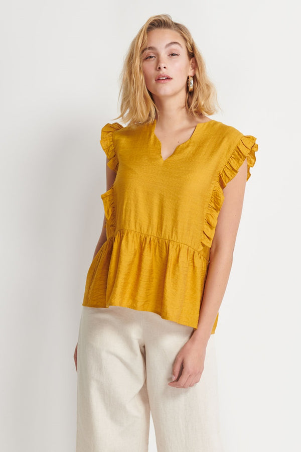 Imonni Melbourne - Beckett Frill Top - Amber Gold