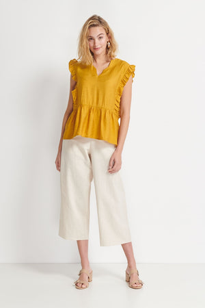 Imonni Melbourne - Beckett Frill Top - Amber Gold | milk + ginger