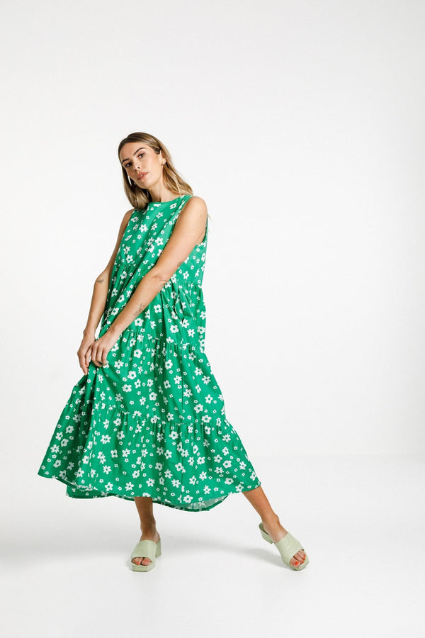 Thing Thing - Twirling Dress - Green & White Garden