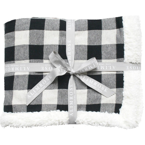 Alimrose - Sherpa Baby Blanket - Black Check