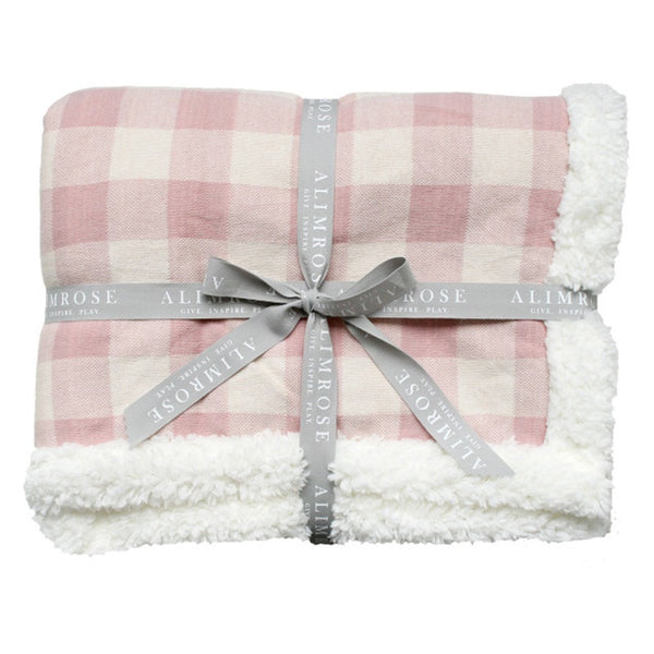 Alimrose - Sherpa Baby Blanket - Rose Check