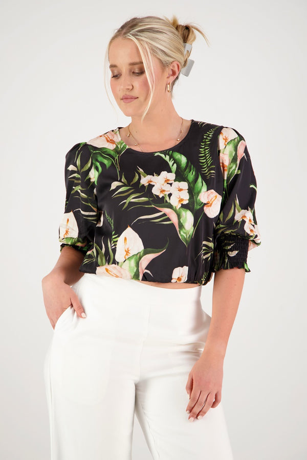 Among The Brave - Purity Top - Black Floral