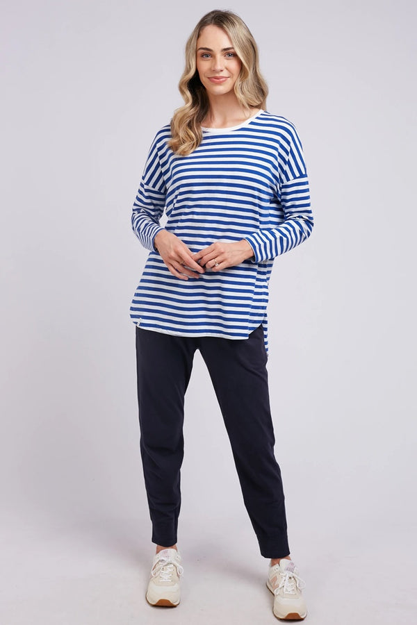 Elm - Lauren Long Sleeve Tee - Cobalt & White Stripe