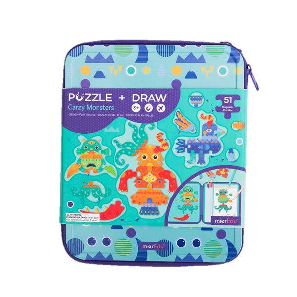 mierEdu - Puzzle & Draw Magnetic Kit - Crazy Monsters