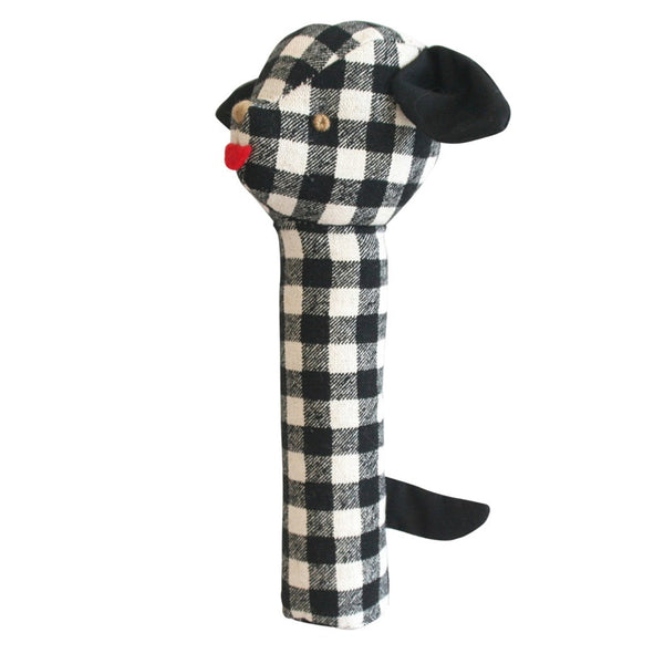 Alimrose - Puppy Squeaker - Black Check Linen