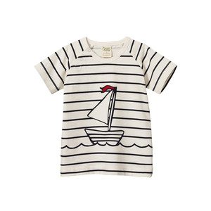 Nature Baby - Raglan Tee - Sailor Stripe Boat Print | milk + ginger