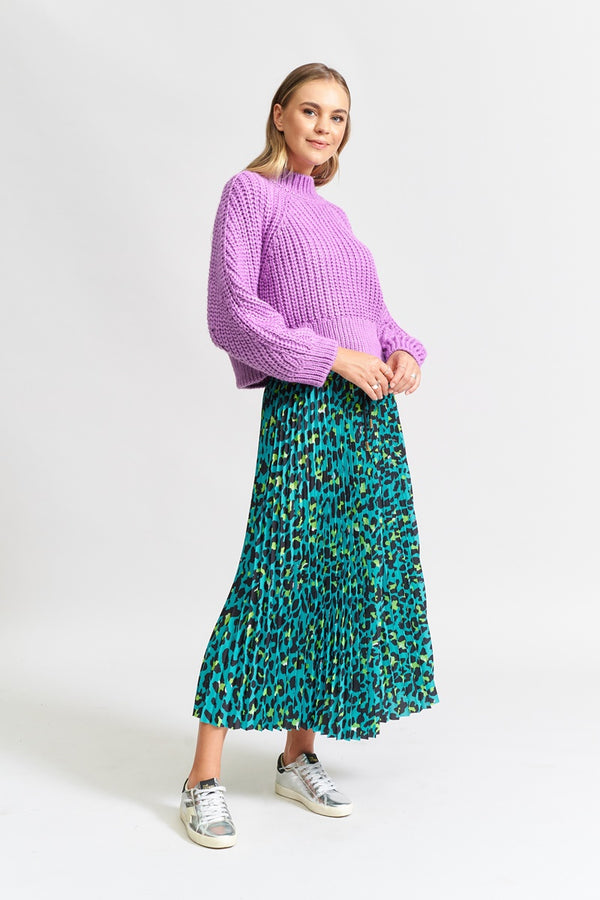 The Others - The Pleated Skirt - Jade Lime Animal