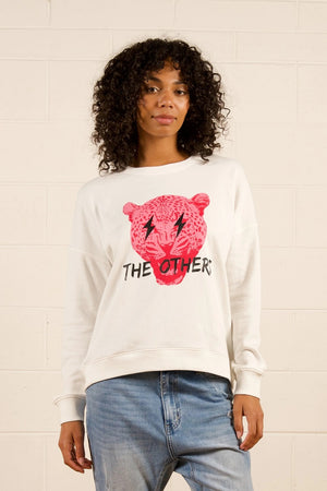 The Others - Amara Slouch Sweat - Vintage White Others Leopard