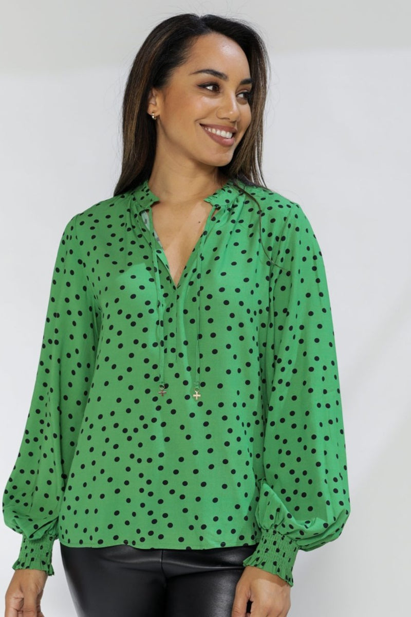 Polka Dot Stella And Dot Puff Sleeve Pullover Stella Nova Blouse