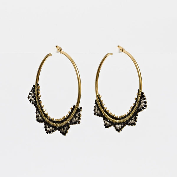 Stella + Gemma - Black Boho Tri Bead Earrings