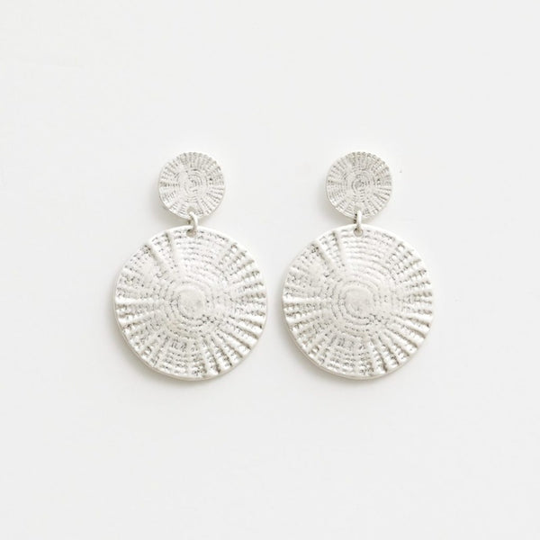 Stella + Gemma - Silver Aztec Disc Earrings