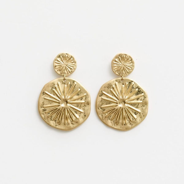 Stella + Gemma - Gold Aztec Disc Earrings