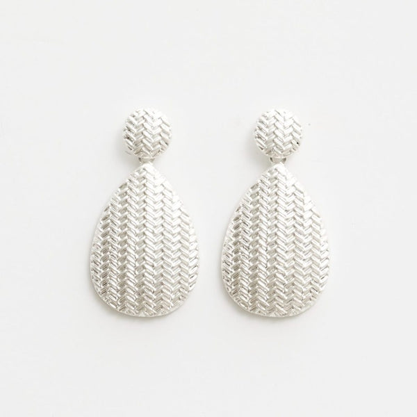Stella + Gemma - Silver Oval Textured Earrings