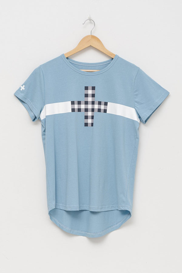 Stella + Gemma - Sky Blue with Gingham Tee