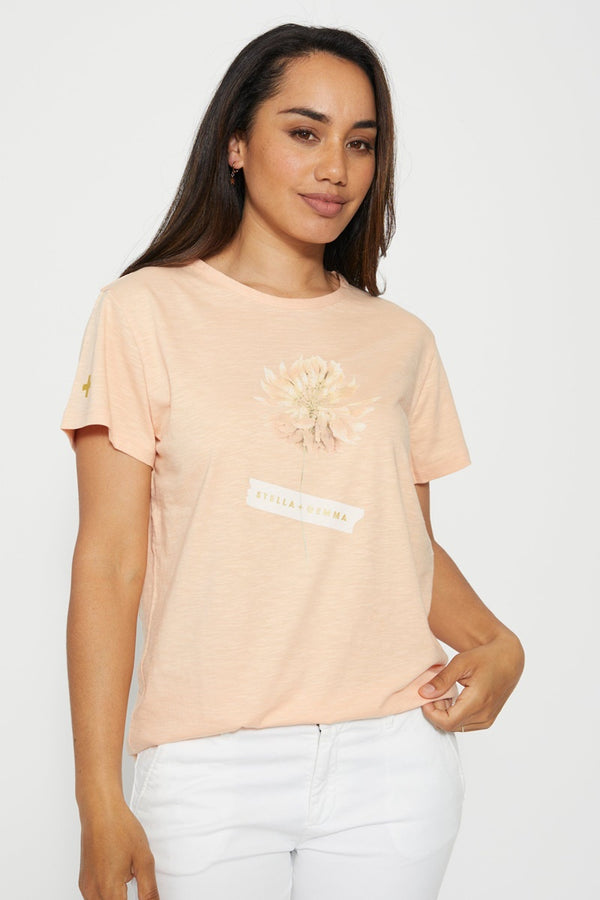 Stella + Gemma - Pressed Flower Tee - Apricot