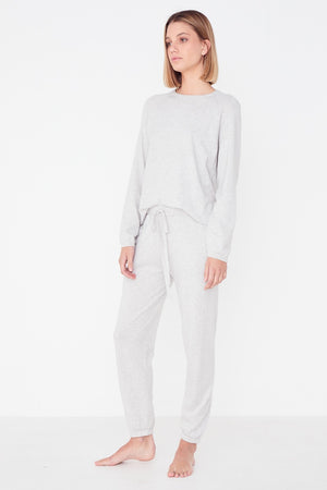 Assembly Label - Cotton Cashmere Lounge Top - Grey Marle | milk + ginger