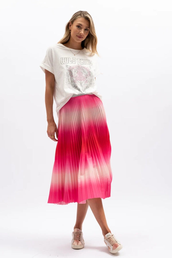 The Others - The Sunray Pleat Skirt - Pink Ombre