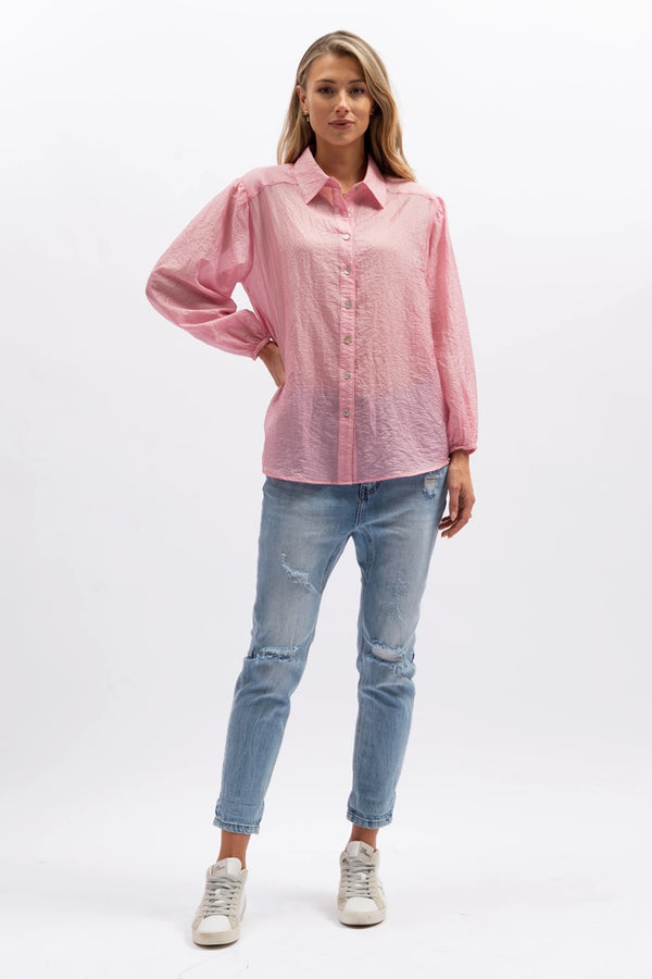 We Are The Others - The Sheer Stripe Shirt - Pink Stripe