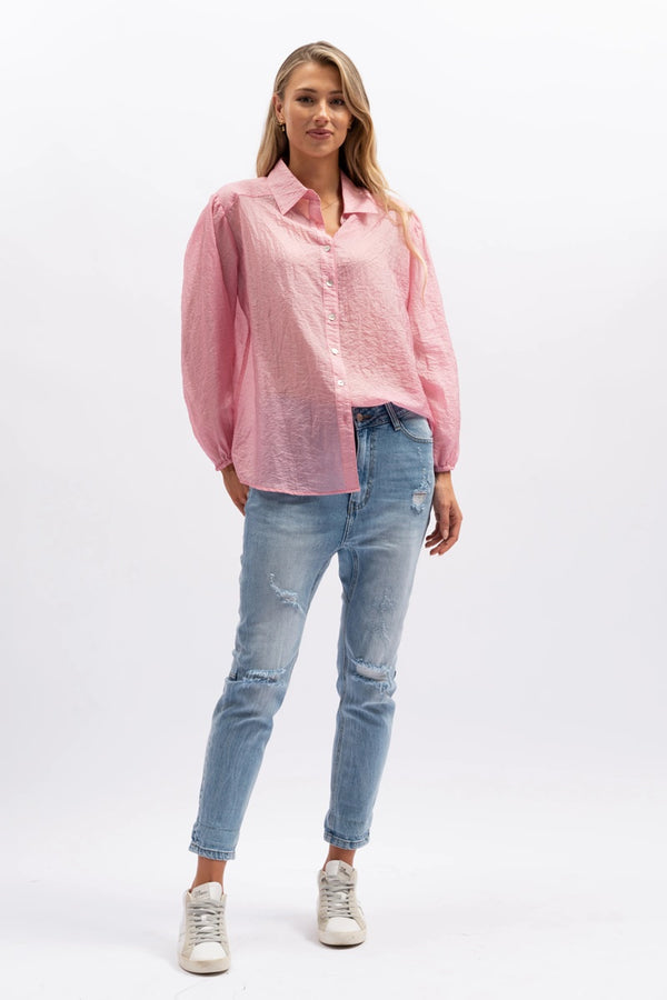 We Are The Others - The Sheer Stripe Shirt - Pink Stripe