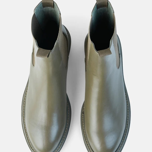 Walnut - Oak Leather Boot - Olive