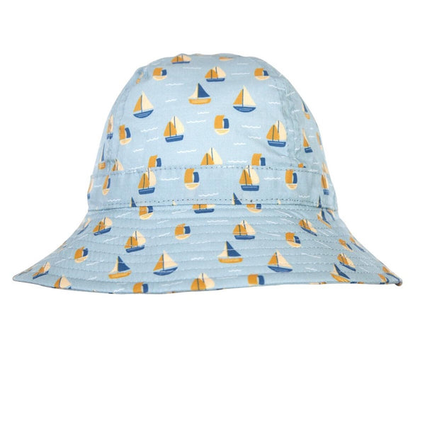 Acorn - Sail the Bay Wide Brim Infant Hat - Blue, Tan & Gold