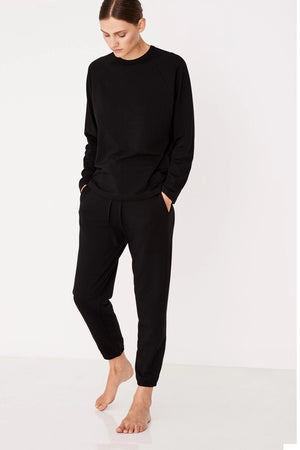 Assembly Label - Kin Fleece Trackpant - Black | milk + ginger