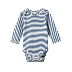 Nature Baby - Long Sleeve Body Suit - Deep Blue Stripe | milk + ginger