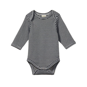 Nature Baby - Long Sleeve Body Suit - Navy Stripe | milk + ginger
