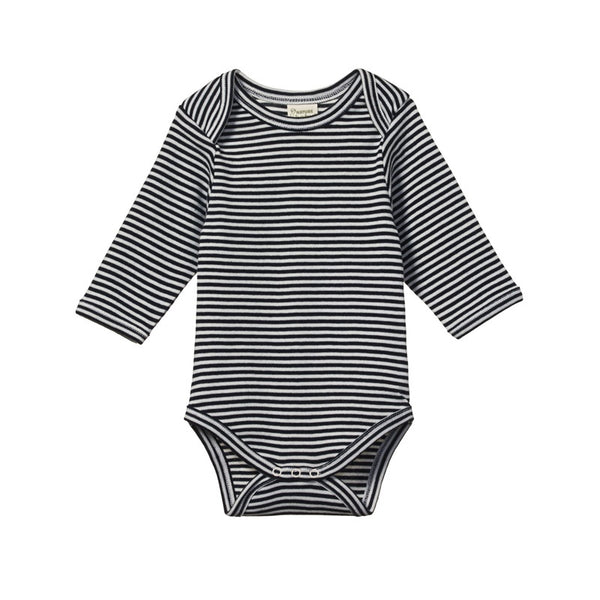 Nature Baby - Long Sleeve Body Suit - Navy Stripe