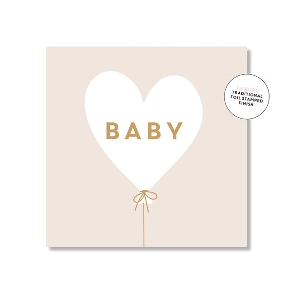 Just Smitten Mini Gift Card - Baby Heart Balloon - Beige