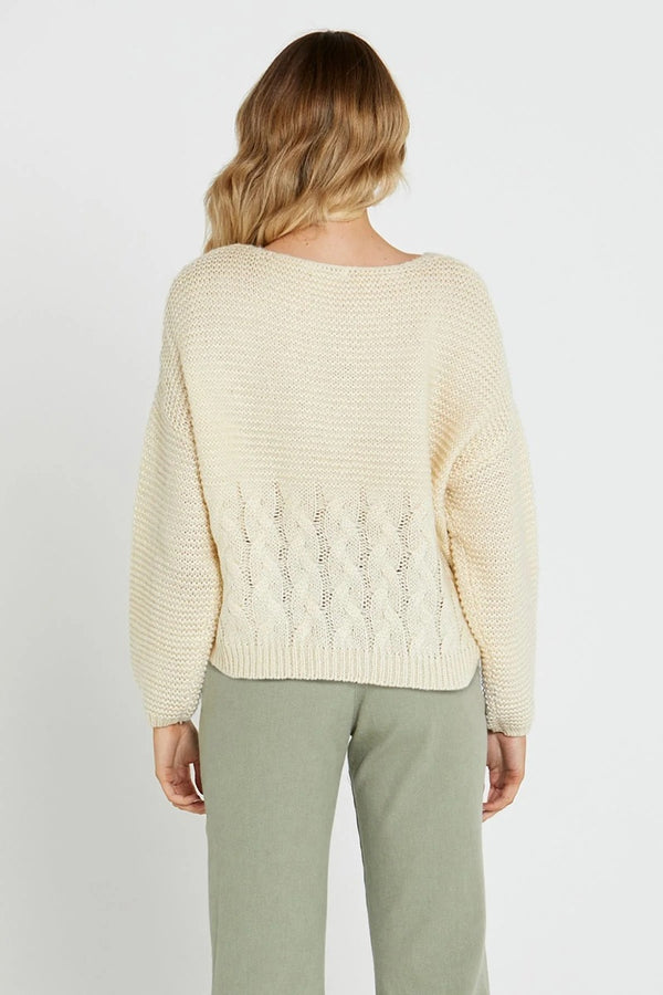 Sass - Erin Cable Knit Jumper - Cream